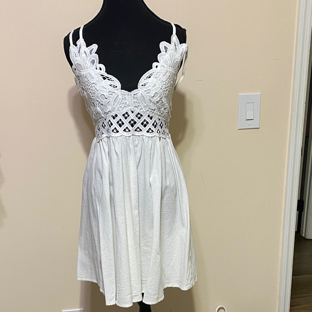 White Lace Detail Dress